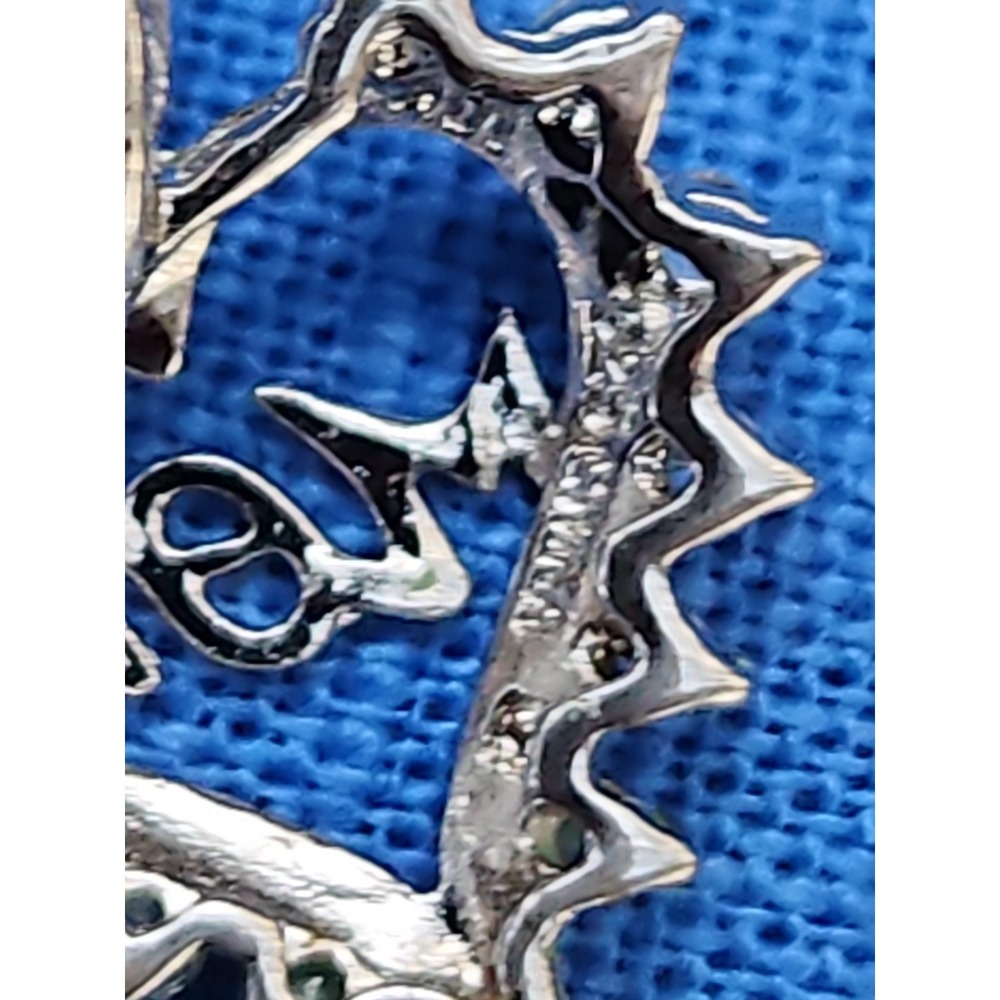 Sterling Silver "MOM" Heart 1" Pendant CZ Bling Spell Out Vintage Y2K - Picture 5 of 6